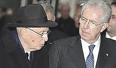 Il Capo dello Stato col premier Mario Monti