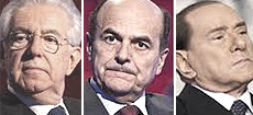 Monti, Bersani e Berlusconi