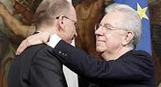 Mario Monti con Enrico Letta