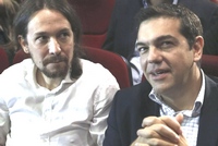 Tsipras con Pablo Iglesias, leader di Podemos