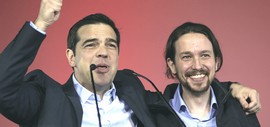 Tsipras con Pablo Iglesisas, leadare di Podemos