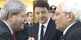 Gentiloni con Renzi e Mattarella