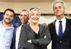 Salvini, l'austriaco Harald Vilmsky, la Le Pen e Wilders