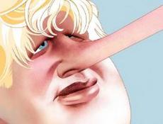 Boris Johnson Pinocchio, caricatura